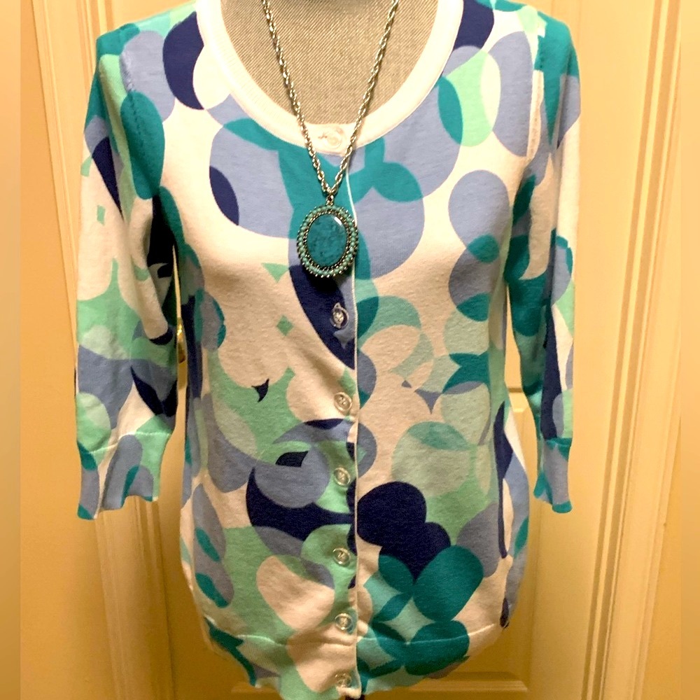 Christopher & banks 100% cotton button down sweater size small